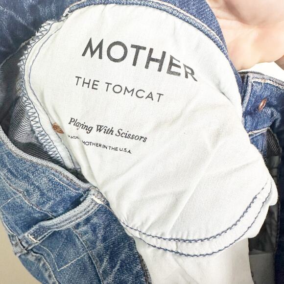 Mother Superior Tom Cat Playing with Scissors Medium Wash Distressed Jeans 27 - Picture 9 of 10